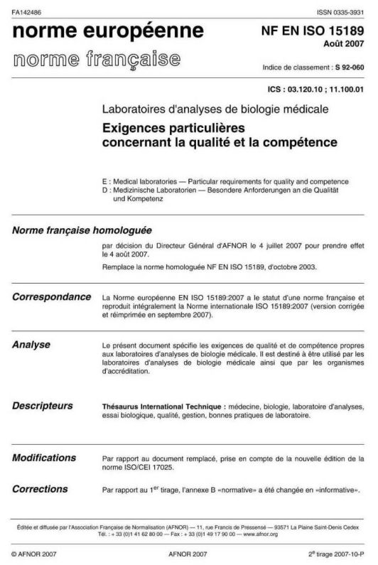 Norme iso 15189